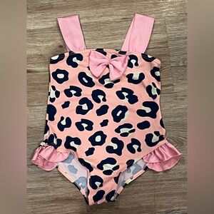 Leopard Print Kids Swimwear - Pink and Black
